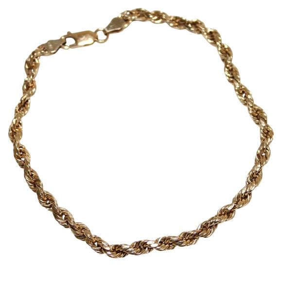 14k Solid Gold Bracelet 585 Gold Rope Bracelet 7.5 in length 5mm width - Picture 2 of 14